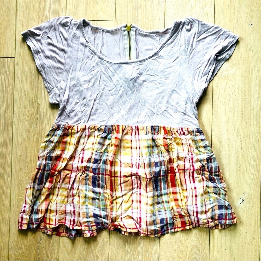 Welcome Doll Japanese Brand Babydoll Plaid Top